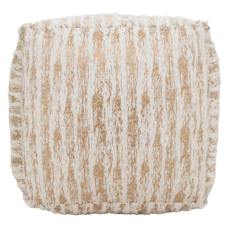 Saro Lifestyle Floor Pouf With Foil Print Faux Fur Design