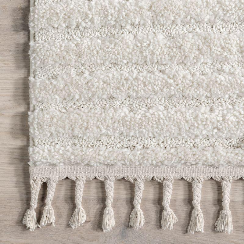 Nuloom Risette Geometric Shag Tassel Indoor Area Rug, Square 6' x 6', Ivory