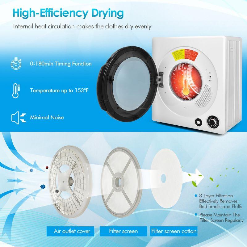 Costway 1350W Electric Compact Laundry Dryer 13.2 LBS Clothes Dryer 5 Drying Programs