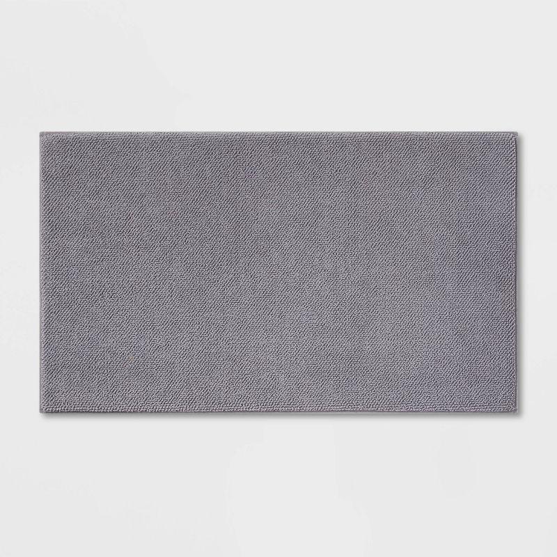 20"x34" Fine Chenille Memory Foam Bath Rug Dark Gray - Threshold™: Luxurious Comfort, Machine Washable, Knitted Design
