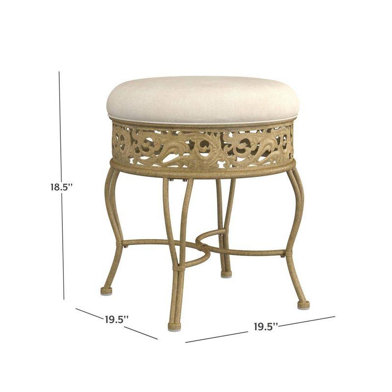 18.5" Villa III Upholstered Backless Metal Vanity Stool Beige - Hillsdale Furniture: Round Padded Seat, Makeup Bench