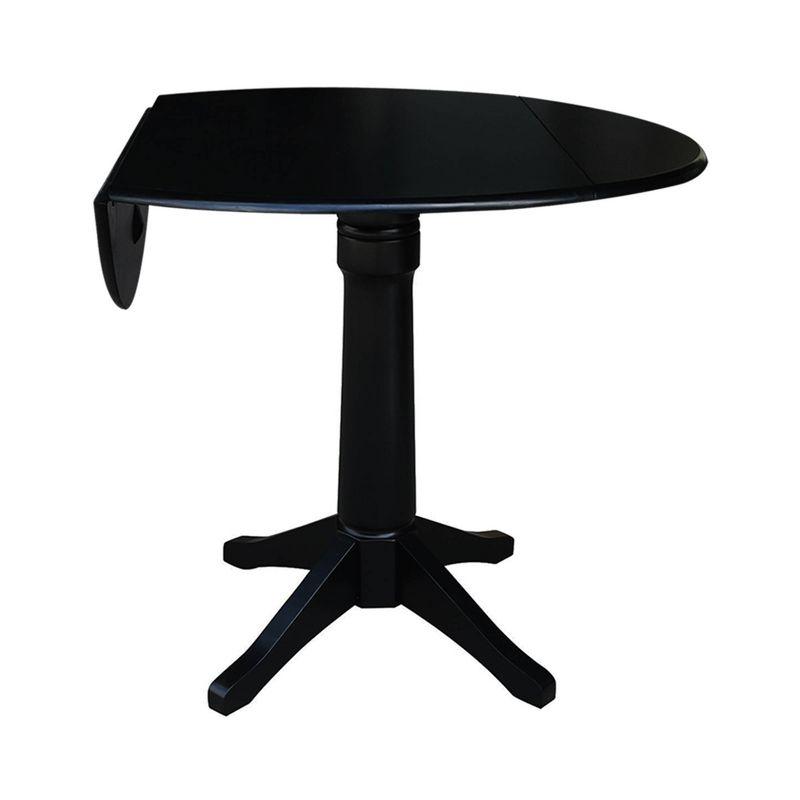 Elegant 45" Round Black Wood Dual Drop Leaf Counter Height Table