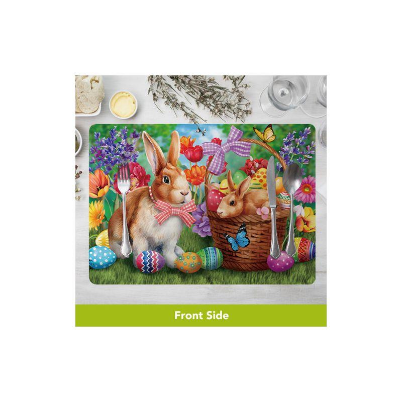 Briarwood Lane Spring Easter Double Sided Placemat (4-pack) 17x11.25 Bunnies and Basket For Easter Placemat