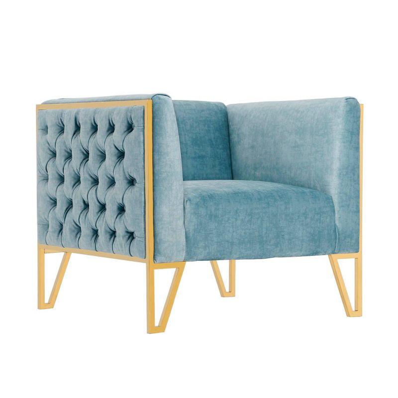 Set of 2 Vector Velvet Accent Chairs Ocean Blue - Manhattan Comfort: Plush, Tufted, No Assembly Required