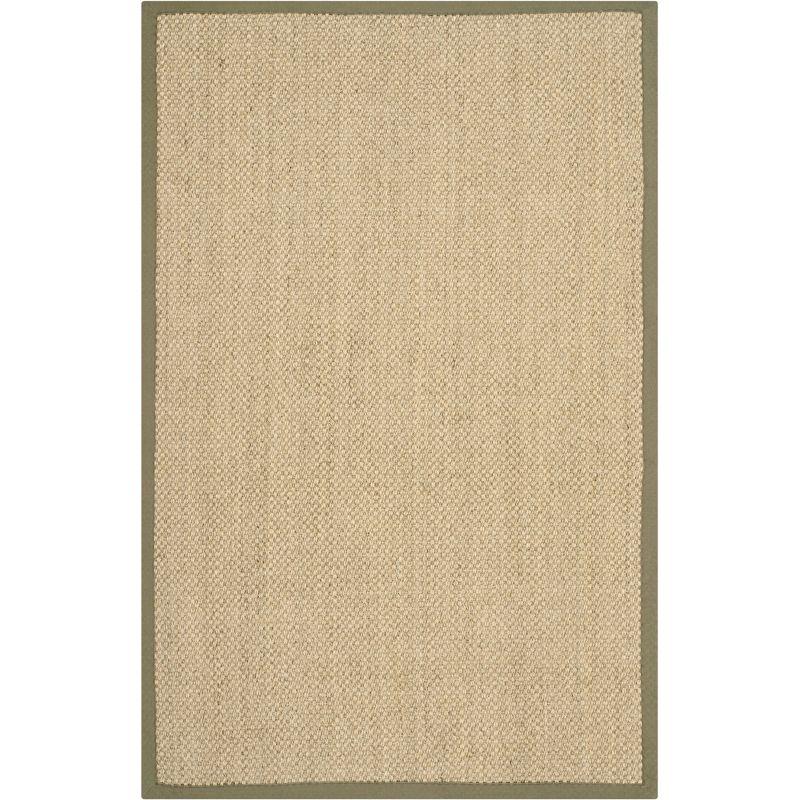 Natural Green Sisal and Jute Area Rug with Cotton Backing