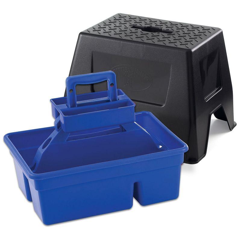 Versatile Blue Plastic Storage Stool & Tote Box with Carrying Handle