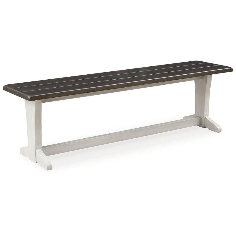 Darborn 62" Gray and Brown Two-Tone Farmhouse Dining Bench