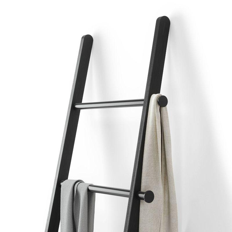 Leana Black Wood and Steel Towel Stand