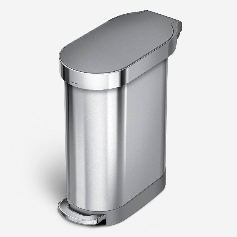 simplehuman 45 Liter / 12 Gallon Slim Hands-Free Kitchen Step Trash Can, Stainless Steel