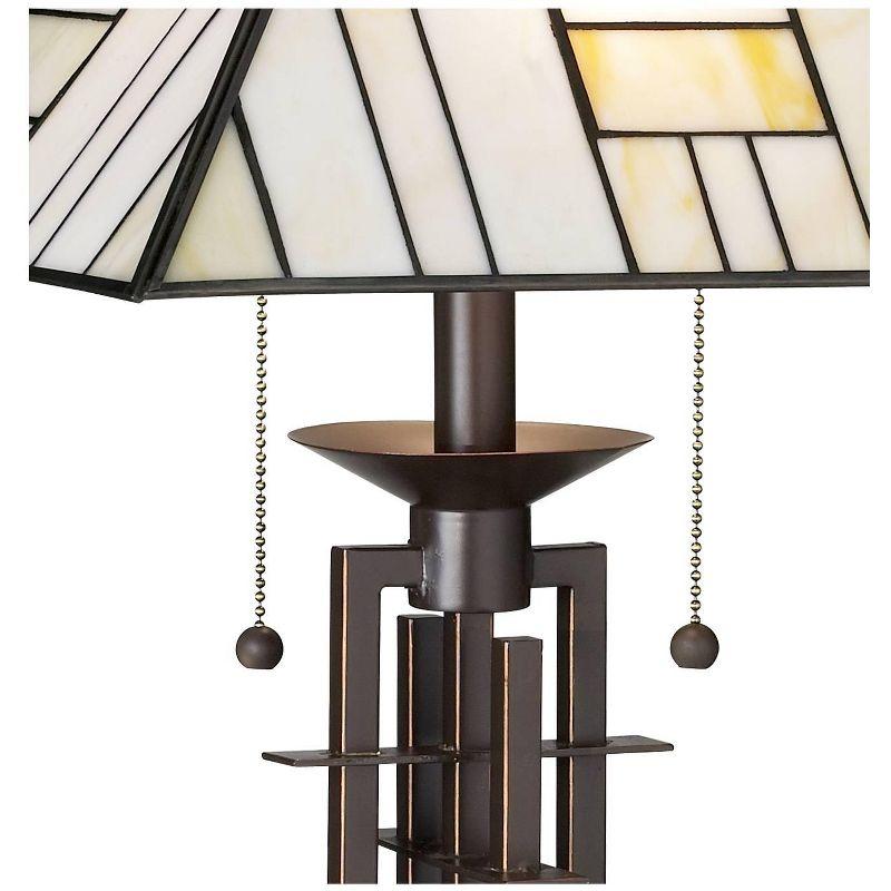 Franklin Iron Works Wrought Tiffany Style Table Lamp 26 1/4" High Bronze Art Deco Stained Glass for Bedroom Living Room Bedside Nightstand Office Kids