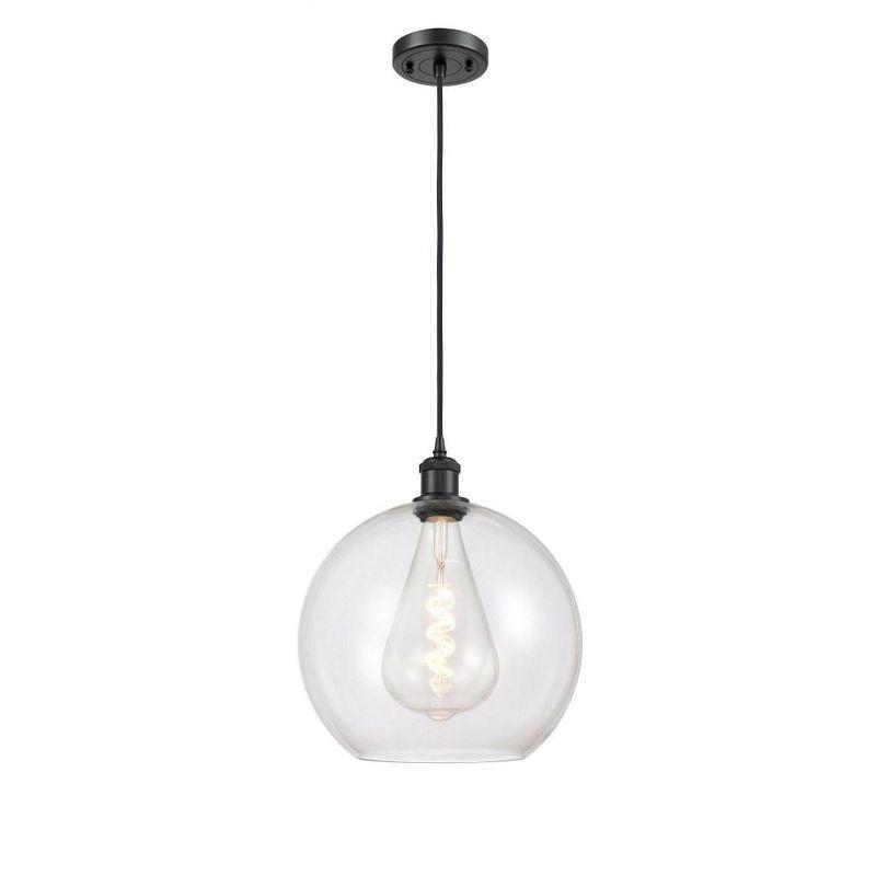 Athens Matte Black Mini Pendant Light with Clear Glass Shade