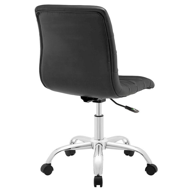 Polished Chrome Swivel Armless Office Chair in Black Vinyl