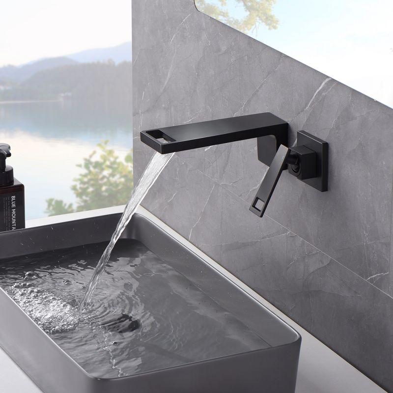 Waterfall Brass Wall Mount Bathroom Sink Faucet, Vanities Faucets