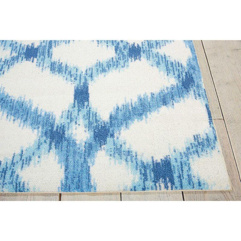 Aegean Blue and White Square Trellis Indoor/Outdoor Rug