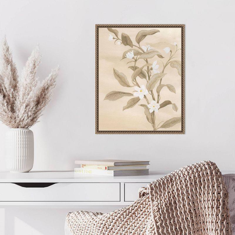 Sepia Orange Blossom Sketch II Canvas Wall Art with Bronze Frame