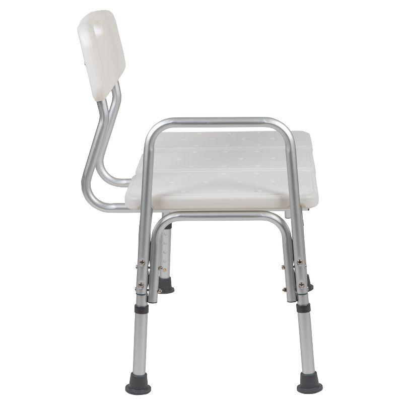 Flash Furniture DC-HY3510L-WH-GG Phoebe Aluminum Height Adjustable Medical Shower Transfer Bench