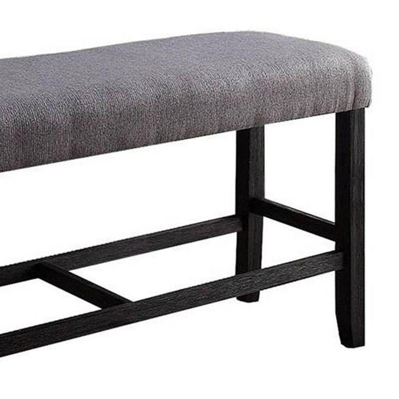 Acme Furniture 48" Yelena Fabric Counter Height Bench Weathered Espresso : Linen Upholstery, Wood Frame