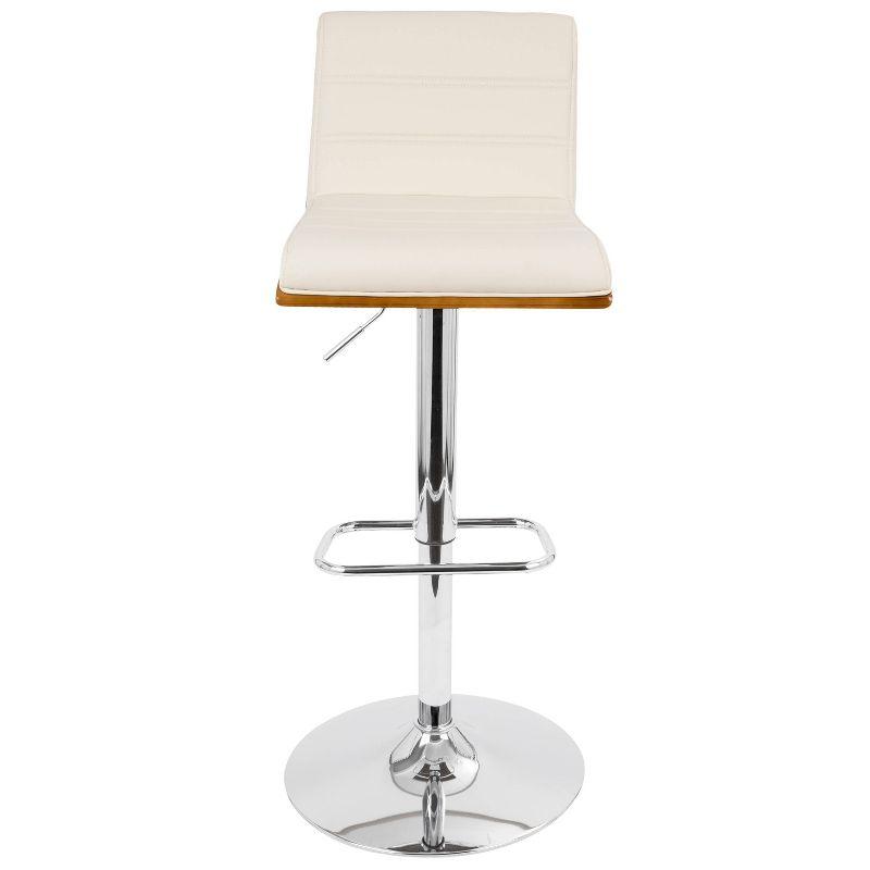 Set of 2 Vasari Adjustable Walnut Wood Barstools Cream - LumiSource: Padded Seat, Chrome Base, Swivel Function