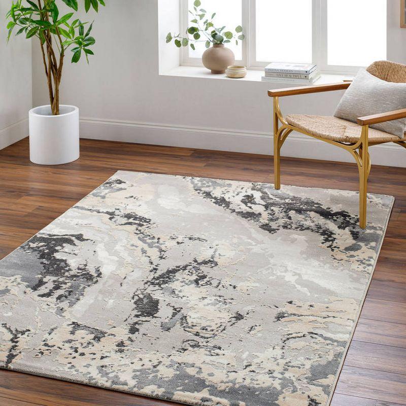 Katerina Light Gray Abstract Stain-Resistant Synthetic Area Rug 5'3" x 7'