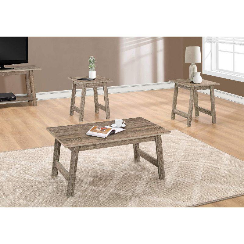Monarch Specialties Table Set 3Pcs Set Coffee End Side Accent Living Room Laminate Brown Transitional