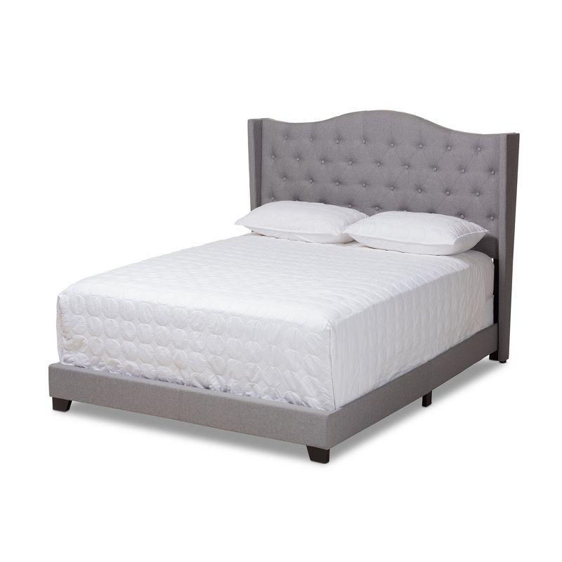 Gray Tufted Upholstered King Bed with Curved Headboard