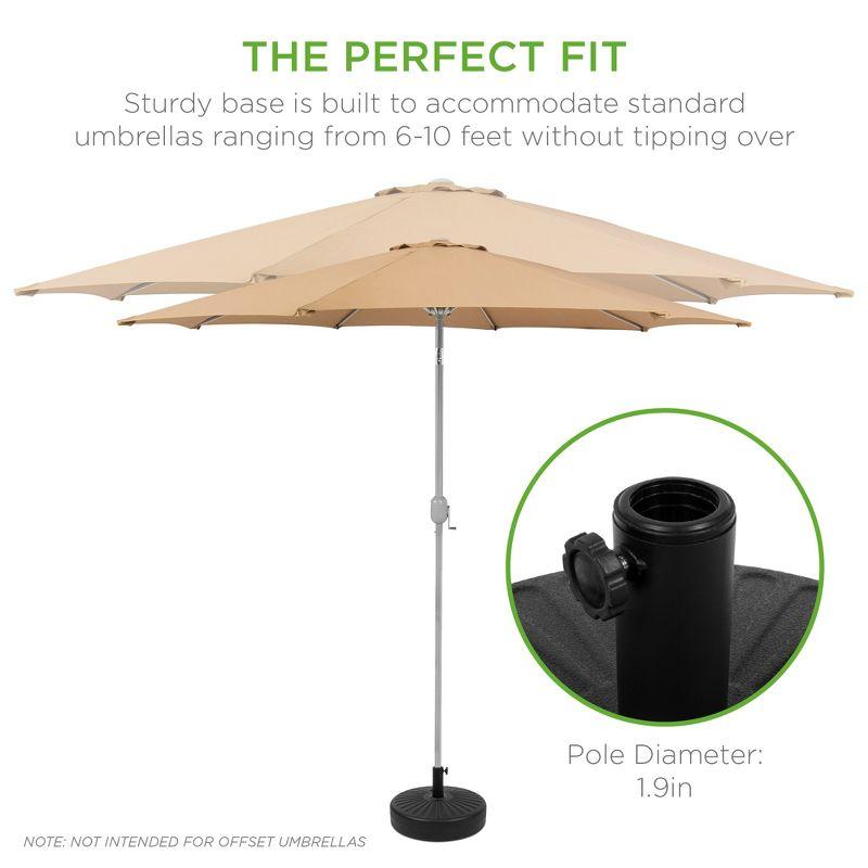 Black Fillable Plastic Patio Umbrella Base Stand with Metal Pole Holder