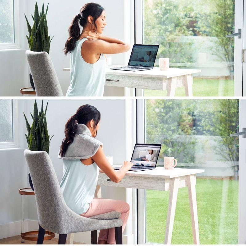 Pure Enrichment PureRelief Cordless Neck & Shoulder with 4 Heat Settings and 2hr Portable Use Heating Pad - Mist Gray