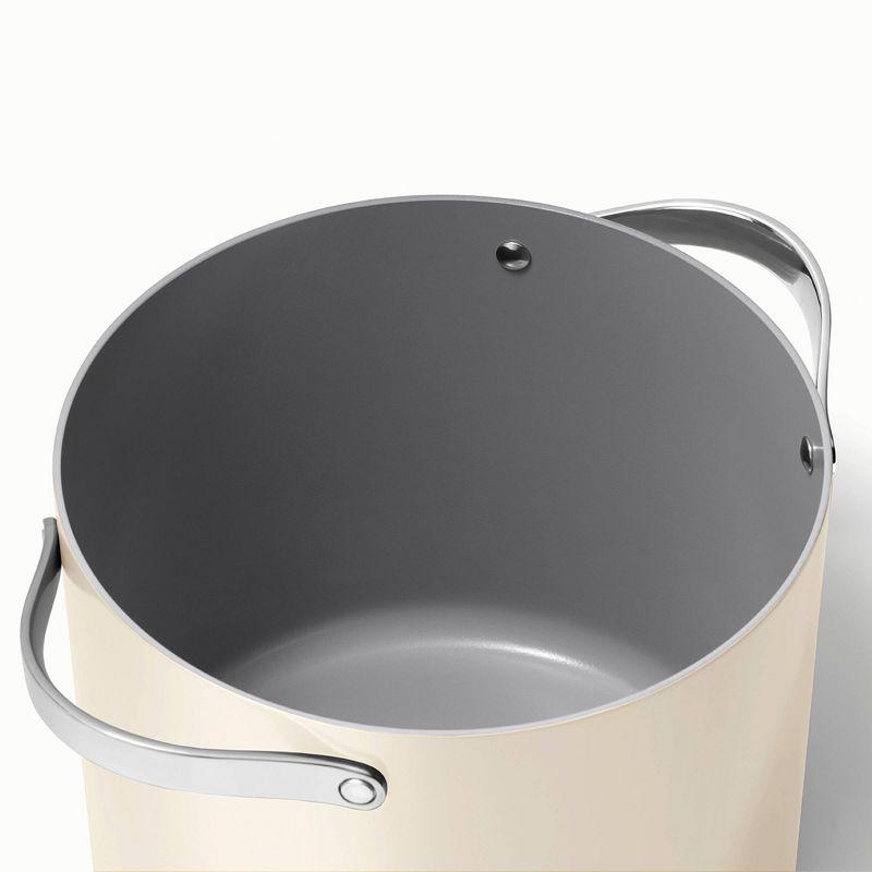 Cream 12 qt Ceramic-Coated Non-Stick Stock Pot with Lid