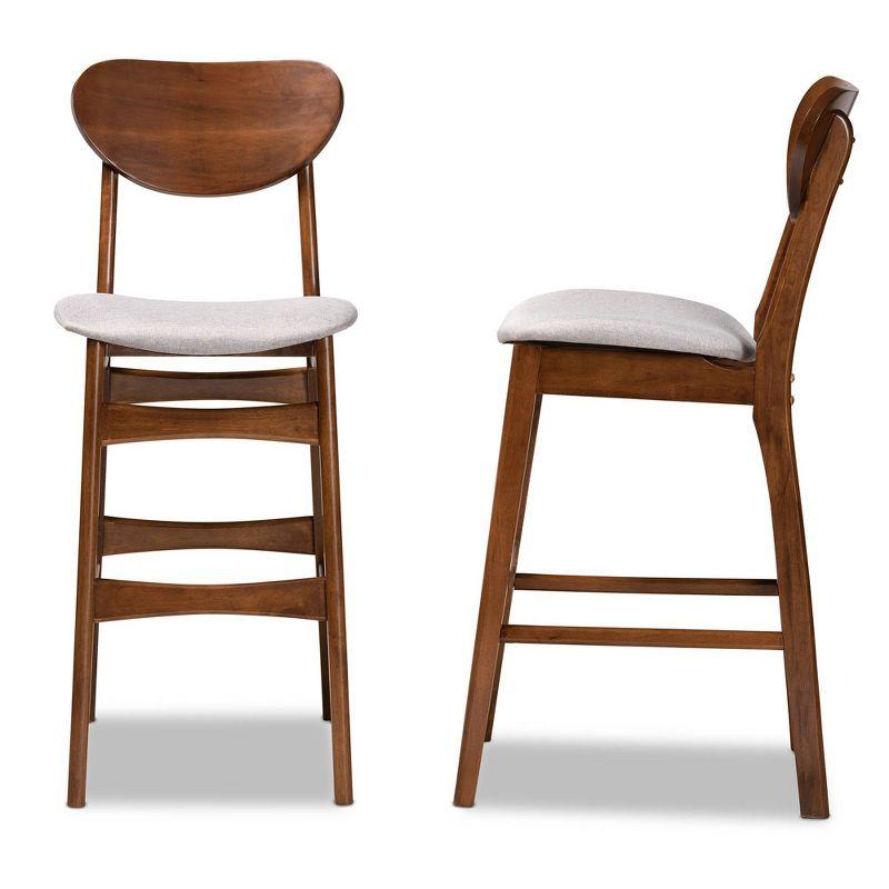 2pc Katya Wood Barstool Set Walnut Brown/Gray - Baxton Studio