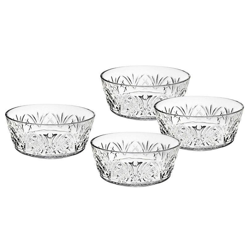 Dublin Crystal 6" Textured Dessert and Cereal Bowls, Set of 4