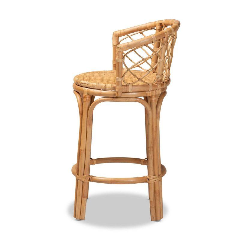 Orchard Rattan Counter Height Barstool Natural/Brown - bali & pari: Bohemian Style, No Assembly, 250lb Capacity