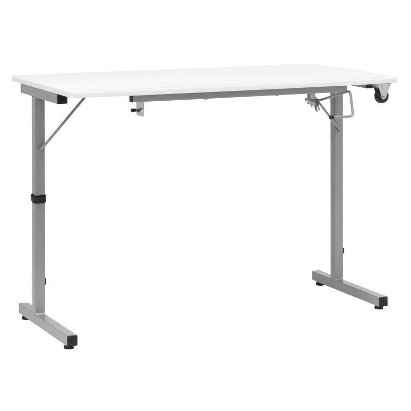 studio designs Rollaway Ii Sewing Table Silver/White: Laminate Top Craft Station, Steel Frame, Foldable Design