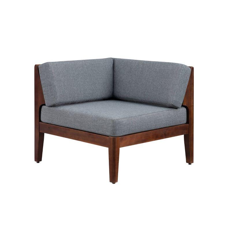 Summerlyn Outdoor Acacia Wood Corner Chair with Cushion Walnut - Linon: Weather-Resistant, Polyester, Foam Fill