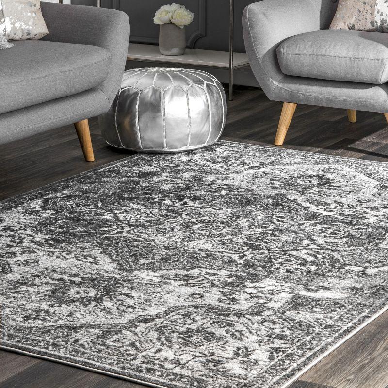 Elegance Redefined Gray Synthetic Medallion 3' x 5' Area Rug