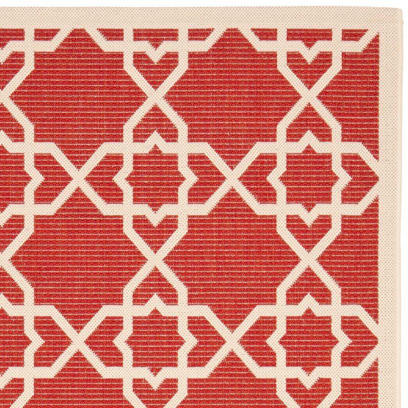 Courtyard CY6032 UV & Stain Resistant Non-Shedding Power Loomed Indoor/Outdoor Accent Rug - Red/Beige - 4'x5'7" - Safavieh