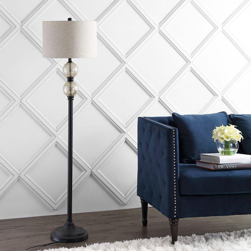 JONATHAN Y January 60" Glass/Metal LED Floor Lamp, Mercury Glass/Oil Rubbed Bronze