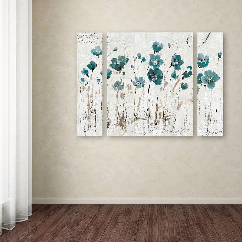 Small Blue and Beige Abstract Floral Oil Painting Set