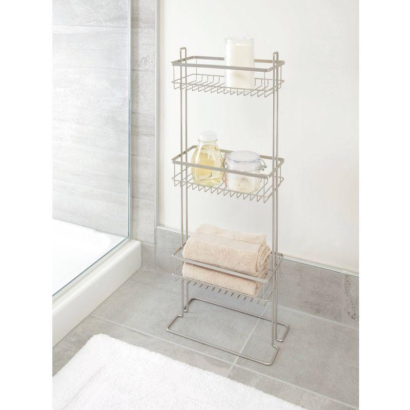 iDesign Everett 3-Tier Shower Shelf Organizer for Shampoo, Conditioner, Soap, Cosmetics, Beauty Products, 12" x 7" x 32", Satin