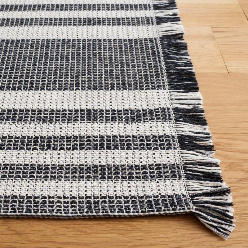 Navy and Grey Boho-Mod Flat Woven Synthetic Area Rug 8' x 10'