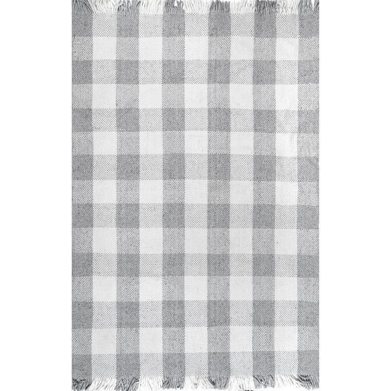 Nuloom Ellis Hand Woven Farmhouse Plaid Fringe Indoor Area Rug