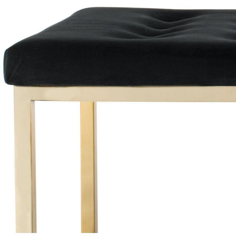 Reynolds Velvet Bench - Black Velvet/Brass - Safavieh