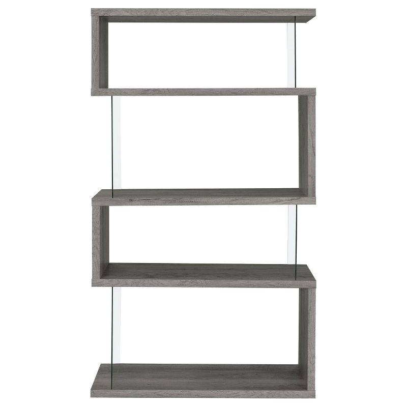 63" Emelle 4 Shelf Zig Zag Bookcase with Glass Panels - Coaster