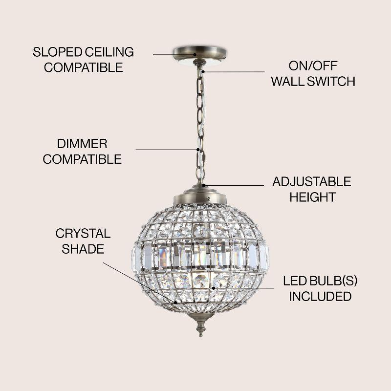 JONATHAN Y Georgina 12" Crystal/Metal LED Pendant Pendant, Antique Brass