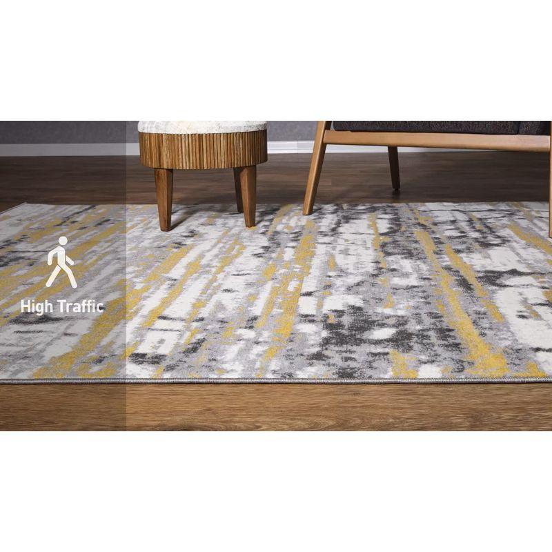 World Rug Gallery Vintage Abstract Modern Area Rug - Yellow 5' x 7'