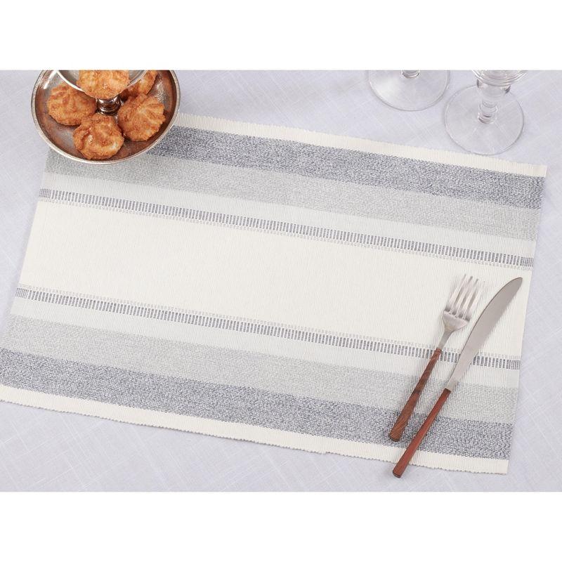 Blue and White Cotton Striped Rectangle Placemats Set