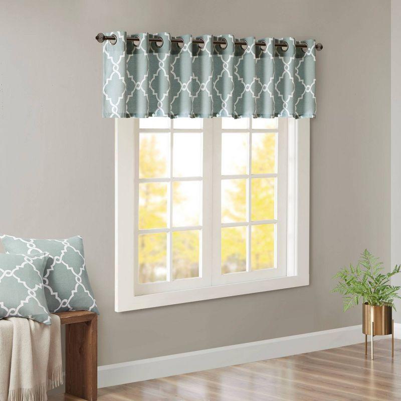 Madison Park Saratoga Fretwork Print Grommet Top Window Valance