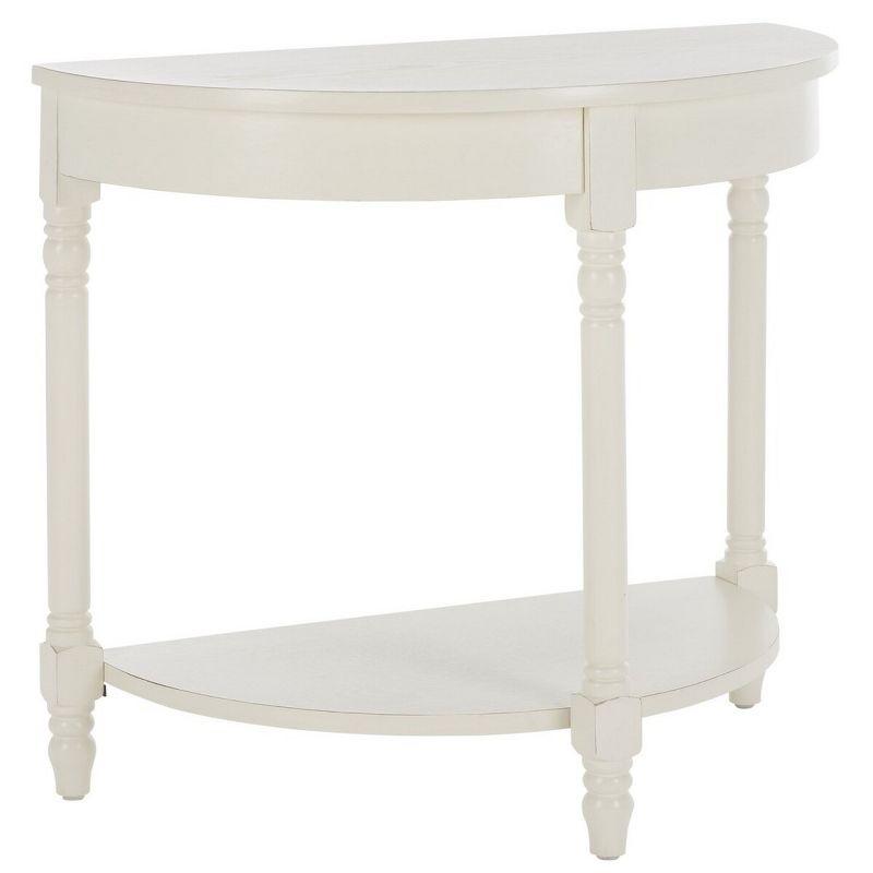 Transitional Beige Demilune Console Table with Turned Legs