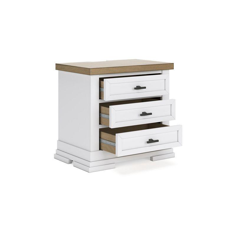 Signature Design by Ashley Ashbryn 3 Drawer Nightstand with USB ports, White