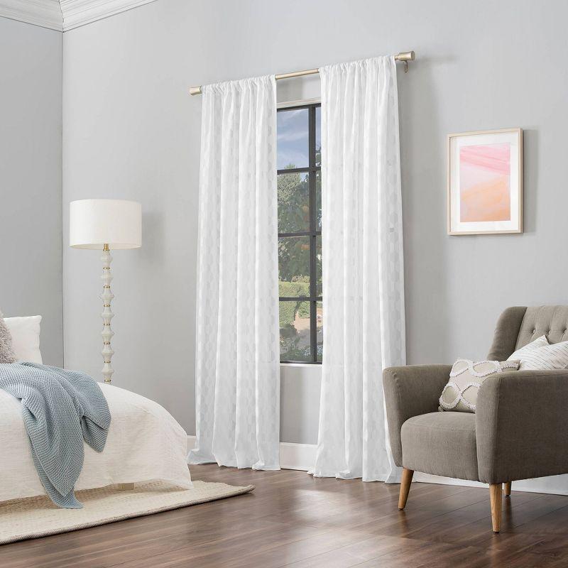 Scott Living Scott Living Verge Geometric Clipped Jacquard Semi-Sheer Rod Pocket Curtain Panel