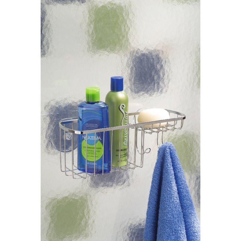 iDesign Gia Polished Stainless Steel Bathroom Suction Combo Organizer Basket - 11" x 4.25" x 4"